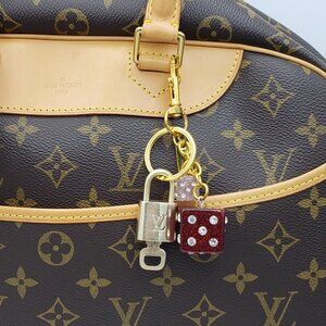 Authentic Louis Vuitton Lock & Key with Unbranded Dice Bagcharm, Keychain